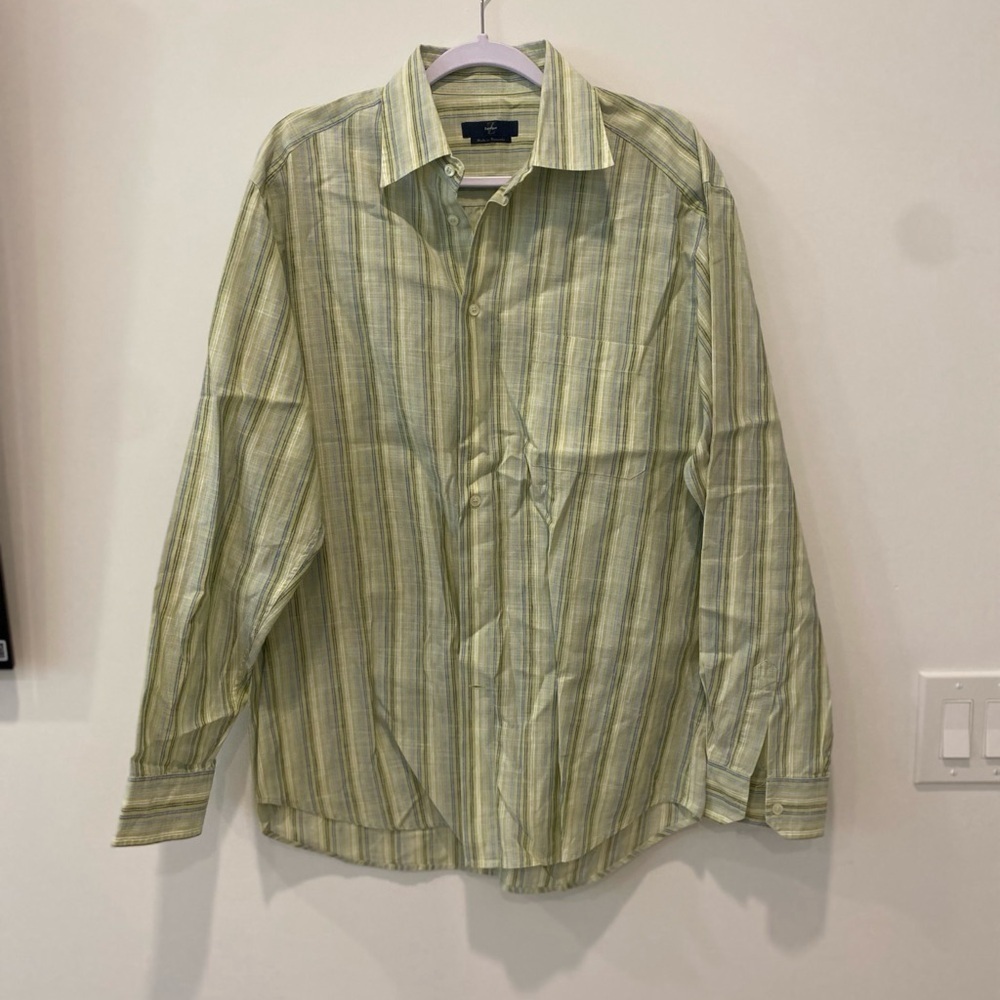 Zenga Green Striped Men's Shirt